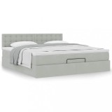 Gossi cadru de pat otoman cu saltea gri deschis 180x200cm catifea