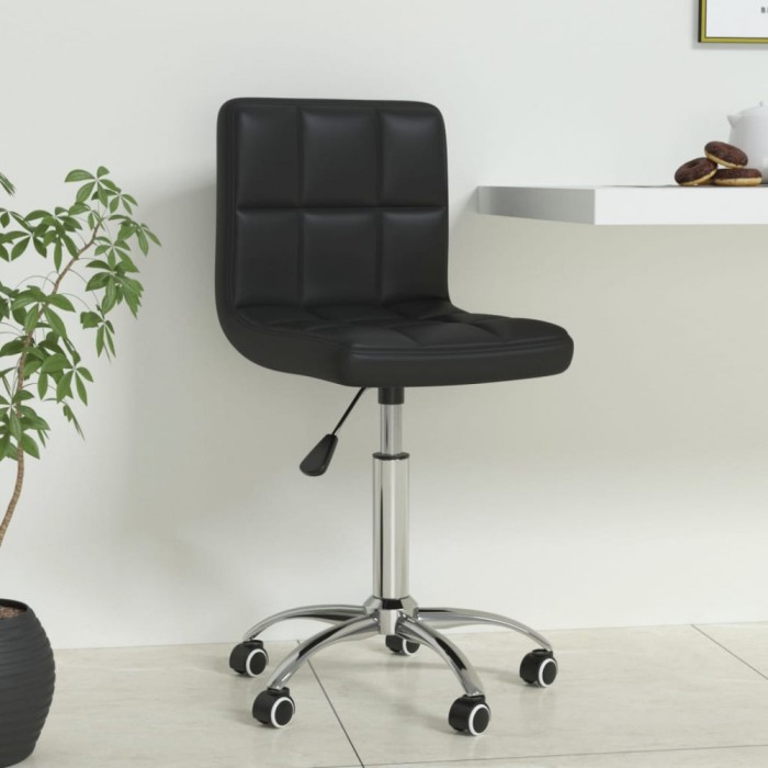 vidaXL Scaun de birou pivotant, negru, piele ecologică