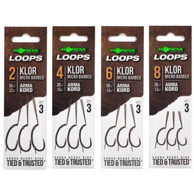 Carlige Legate KORDA Loop Rigs Klor, Nr.6, 30lbs, 3buc/pac foto