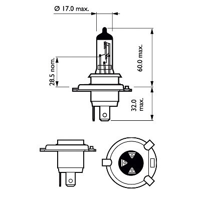 Bec Moto H4 Vision 12V 60/55W (Blister) Philips 132408 12342PRBW foto