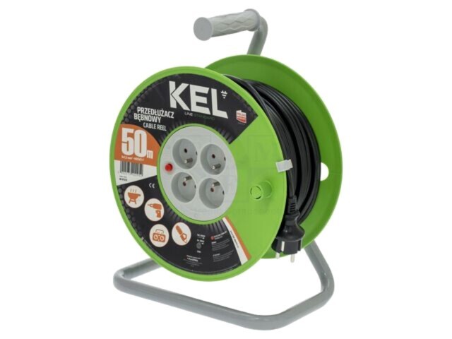 Prelungitor alimentare KEL 3x1,5mm2 bobinat cu 4 prize PVC negru