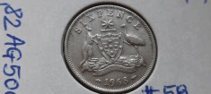 AUSTRALIA 6 PENCE 1963 , argint