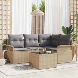 Cumpara ieftin Set de canapele pentru grădină cu pernă 5 pcs Bej Rattan poli
