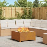 Vatra Foc Pătrată vidaXL, 80x80x40 cm, Oțel Corten Maro, Exterior Rustic, Semineu Gradina, Focar Durabil