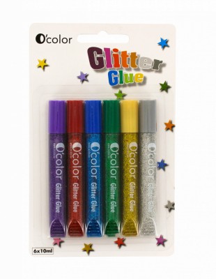 Set 6 flacoane lipici glitter colorat foto