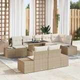 vidaXL Set de canapele pentru grădină 9 pcs Bej Rattan poli