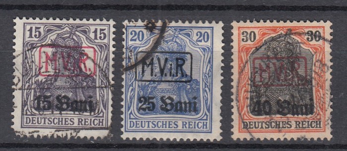 ROMANIA 1917 POSTA GERMANA SUPRATIPAR MVIR CU LITERE LATINE IN CHENAR STAMPILATA