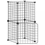 Cumpara ieftin Cusca animale de companie cu usa, 8 panouri, negru 35x35cm otel