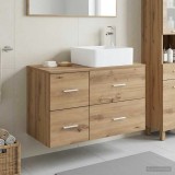 Cumpara ieftin Set de mobilier pentru baie suspendat 2 buc. Stejar Artizanal