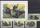 Rwanda 1985 fauna maimute MI 1292-1295 + bl. 103 MNH