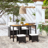 Set mobilier de exterior, 5 piese negru, poliratan, lemn acacia GartenMobel Dekor, vidaXL