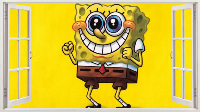 Sticker decorativ, SpongeBob, Galben, 90 cm, 8320ST-1 foto