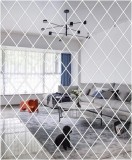 Set 58 Oglinzi Acrilice din PVC, in forma de Romb, Autoadezive pentru Decorarea Peretilor, 100 x 100 cm, Premium, CBD CORAL BEST DEALS