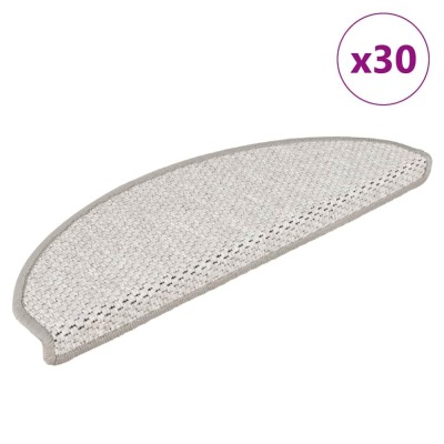 vidaXL Covorașe scară autoadezive aspect sisal 30 buc Platina foto