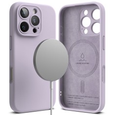 Husa iPhone 16 Pro Ringke Silicone Magnetic MagSafe, mov foto