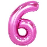 Balon Folie Metalizata Cifra 6 Roz, 80cm - Aniversare Copii, Petrecere Baloane