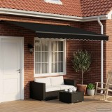 vidaXL Cort Electric Retractabil Negru 4x3m pentru Gradina cu Panou Solar si Telecomanda