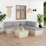vidaXL Set mobilier grădină din paleți, 6 piese, cu perne, lemn molid 3063541
