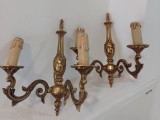 Eleganta pereche de aplice din bronz masiv in stilul francez Louis