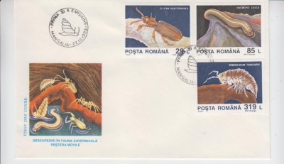 C12 - FDC Romania - Descop fauna cavernicola - Pestera Movile - LP1332 - 1993 foto