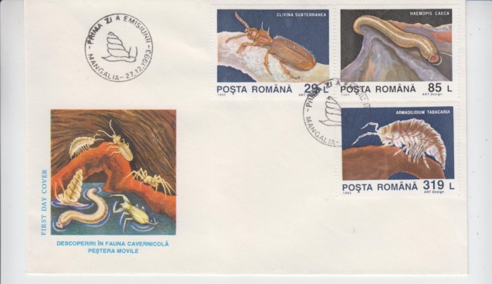 C12 - FDC Romania - Descop fauna cavernicola - Pestera Movile - LP1332 - 1993