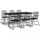 Cumpara ieftin Set mobilier de gradina, 7 piese, negru, ratan PVC