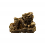 Statueta feng shui dragon cu wu lou si monede din rasina - 4cm