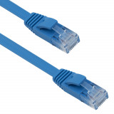 Cablu retea cat6 Plat DeTech, 3M, UTP, albastru, mufat 2 x rj45 cat.6