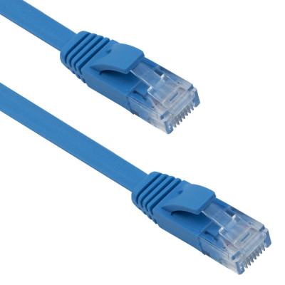 Cablu retea cat6 Plat DeTech, 5M, UTP, albastru, mufat 2 x rj45 cat.6 foto