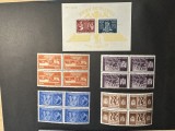 ROMANIA 1941-FRATIA DE ARME ROMANO-GERMANA SERIA FARA SUPRATIPAR IN BLOC DE 4 +colita
