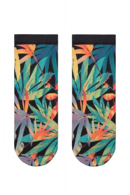Șosete poliamidă 1/2 cu model frunze colorate, Fantasy 048 - Multicolor, 36-39 (23-25) foto