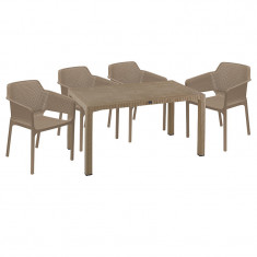 Set de gradina masa si scaune Explore, Integral set 5 piese plastic cappuccino 150x90x73.5cm