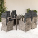 vidaXL Set mobilier de grădină cu perne, 7 piese, gri, poliratan 3213080