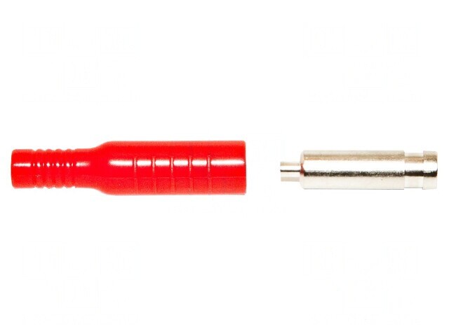 Soclu banană 4mm roșu 15A 5kVDC nichelat