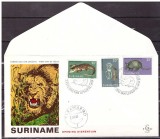 FDC Surinam, fauna, 1969, caiman, maimuta, armadillo - varianta 2