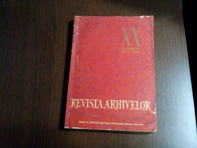 REVISTA ARHIVELOR Anul VII, 1 - V. Arimia - Arhivelor Statului, 1964, 348 p. foto