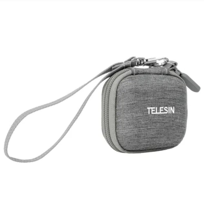 Geanta transport, TELESIN, compatibila camera Insta360 GO 3, GoPro Hero 12, GoPro Hero 13,rigida, gri