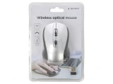Mouse optic wireless USB, negru și argintiu, 4 butoane, 10m