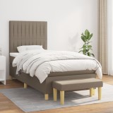 VidaXL Pat box spring cu saltea, gri taupe, 90x190 cm, textil