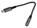 Cablu Jack 3,5mm 3pin USB C 0,15m Goobay negru/gri 3A