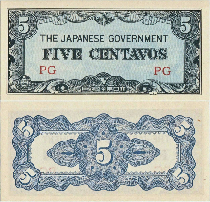 1942 , 5 centavos ( P-103a ) - Filipine - stare UNC