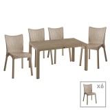 Cumpara ieftin Set de gradina masa si scaune Explore, Confident set 7 piese plastic cappuccino 150x90x73.5cm