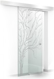 Usa glisanta Boss &reg; model Tree incolor, 60x215 cm, sticla 8 mm Gri securizata, culisanta in ambele directii, Modern Glass Art