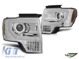 Set de faruri de tuning potrivit pentru Ford F150 2008-2014 cu baza cromata, stanga si dreapta Performance AutoTuning