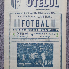 Program meci fotbal Otelul Galati-Dunarea CSU Galati 20 apr 1986, stare buna