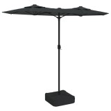 Umbrela de gradina cu doua capete/LED-uri, antracit, 316x145 cm