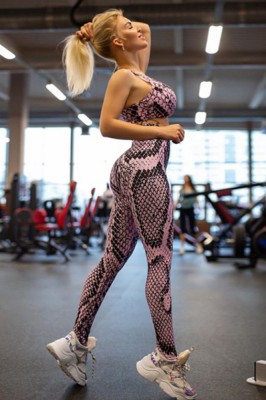 A770-9995 Set 2 piese compleu sport din top si colanti snake print foto