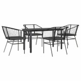 Cumpara ieftin Set de sufragerie de gradina 5 piese neagra Sticla Poly Rattan