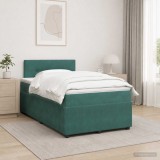 Cumpara ieftin Pat boxspring cu saltea Verde inchis 120 x 190 cm Catifea