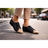 Pantofi dama casual din piele naturala Negru Bej - Emma P09BN